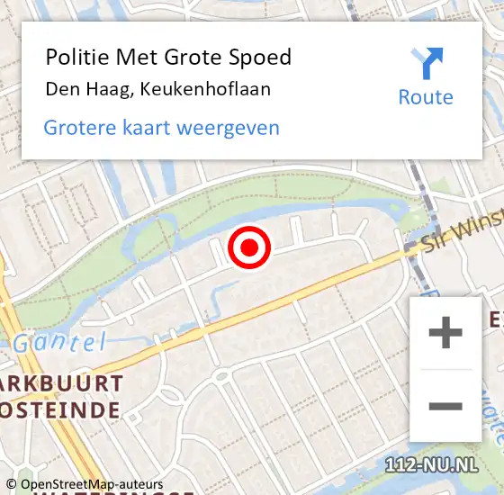 Locatie op kaart van de 112 melding: Politie Met Grote Spoed Naar Den Haag, Keukenhoflaan op 9 november 2024 15:44