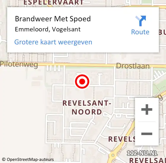 Locatie op kaart van de 112 melding: Brandweer Met Spoed Naar Emmeloord, Vogelsant op 9 november 2024 16:15