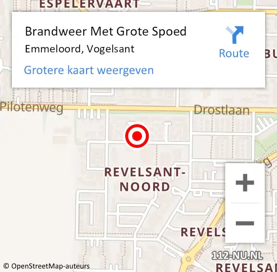 Locatie op kaart van de 112 melding: Brandweer Met Grote Spoed Naar Emmeloord, Vogelsant op 9 november 2024 16:21