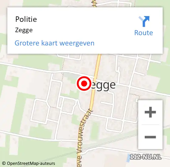 Locatie op kaart van de 112 melding: Politie Zegge op 9 november 2024 16:24