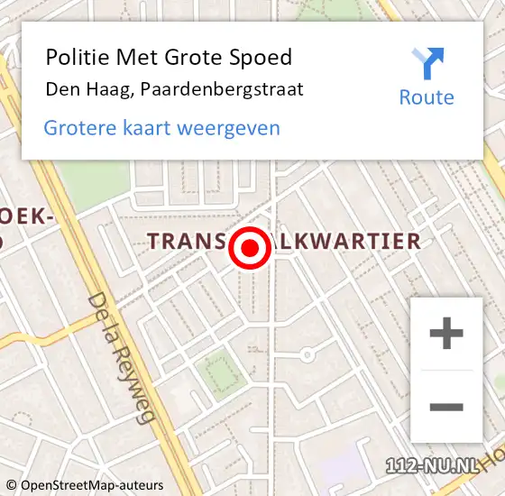 Locatie op kaart van de 112 melding: Politie Met Grote Spoed Naar Den Haag, Paardenbergstraat op 9 november 2024 16:26