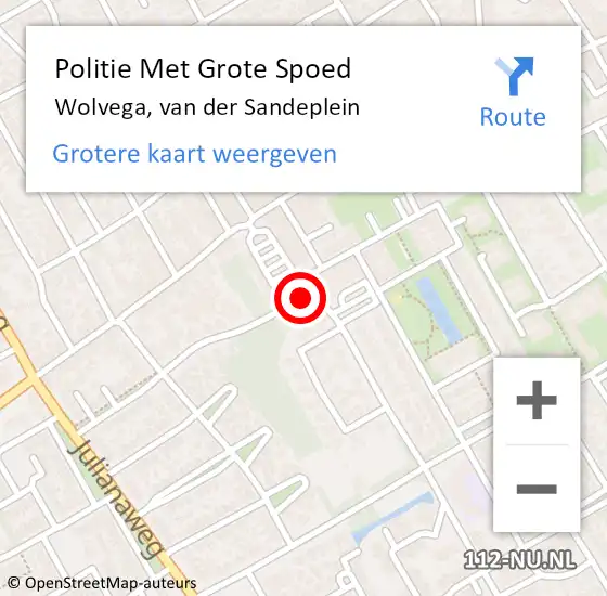 Locatie op kaart van de 112 melding: Politie Met Grote Spoed Naar Wolvega, van der Sandeplein op 9 november 2024 16:41