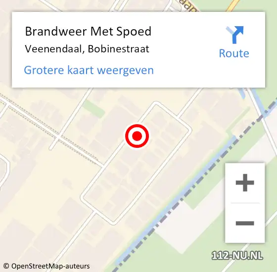 Locatie op kaart van de 112 melding: Brandweer Met Spoed Naar Veenendaal, Bobinestraat op 9 november 2024 16:41