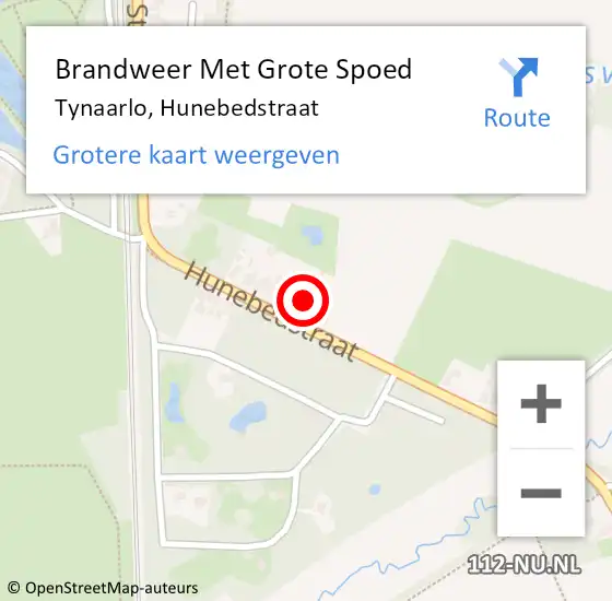 Locatie op kaart van de 112 melding: Brandweer Met Grote Spoed Naar Tynaarlo, Hunebedstraat op 9 november 2024 16:54