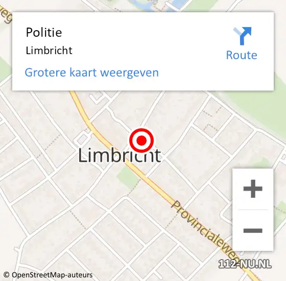 Locatie op kaart van de 112 melding: Politie Limbricht op 9 november 2024 16:55