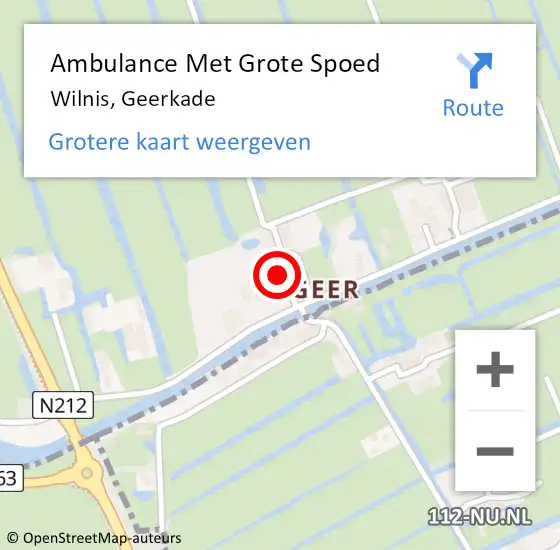 Locatie op kaart van de 112 melding: Ambulance Met Grote Spoed Naar Wilnis, Geerkade op 9 november 2024 17:16