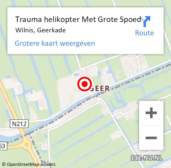 Locatie op kaart van de 112 melding: Trauma helikopter Met Grote Spoed Naar Wilnis, Geerkade op 9 november 2024 17:16