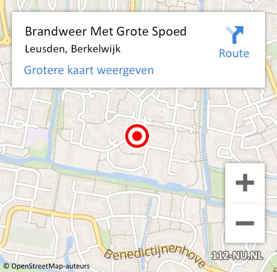 Locatie op kaart van de 112 melding: Brandweer Met Grote Spoed Naar Leusden, Berkelwijk op 9 november 2024 17:17