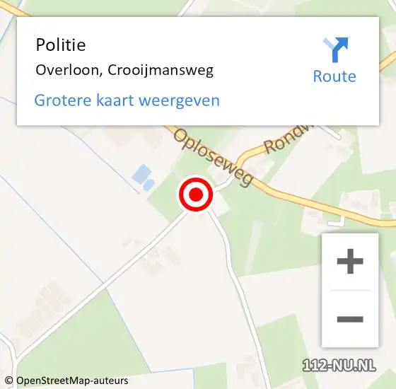 Locatie op kaart van de 112 melding: Politie Overloon, Crooijmansweg op 9 november 2024 17:20