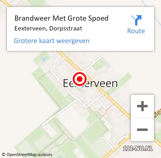 Locatie op kaart van de 112 melding: Brandweer Met Grote Spoed Naar Eexterveen, Dorpsstraat op 18 oktober 2013 19:46