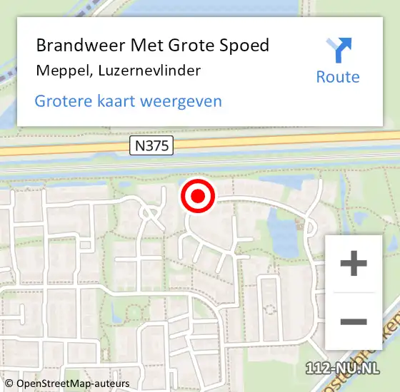 Locatie op kaart van de 112 melding: Brandweer Met Grote Spoed Naar Meppel, Luzernevlinder op 9 november 2024 17:36