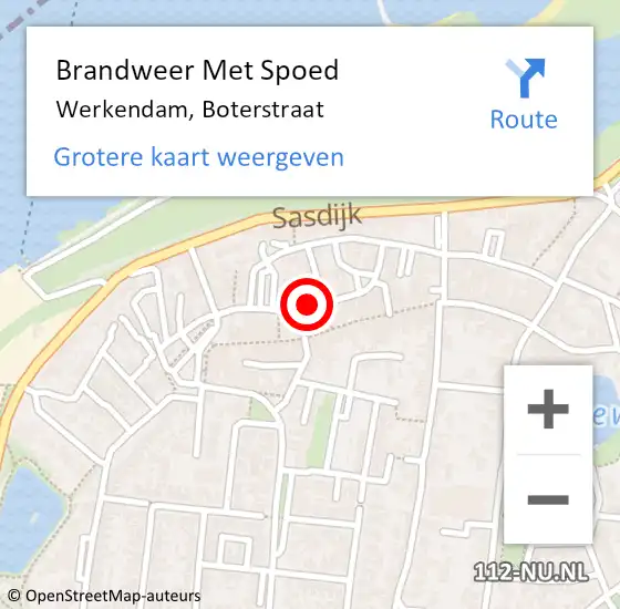 Locatie op kaart van de 112 melding: Brandweer Met Spoed Naar Werkendam, Boterstraat op 9 november 2024 17:47