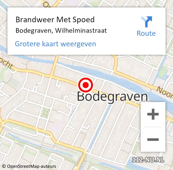 Locatie op kaart van de 112 melding: Brandweer Met Spoed Naar Bodegraven, Wilhelminastraat op 9 november 2024 18:08