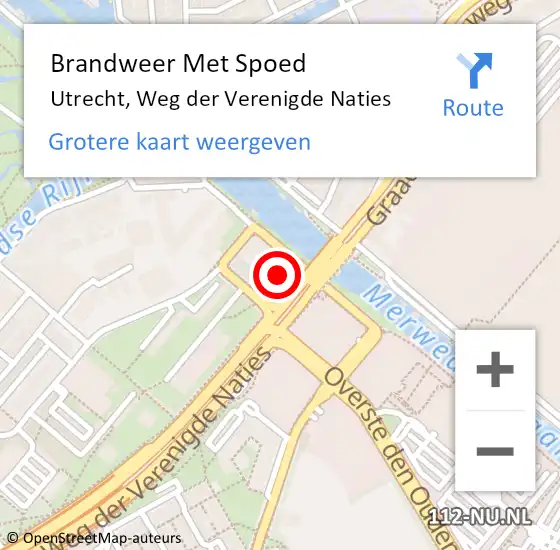 Locatie op kaart van de 112 melding: Brandweer Met Spoed Naar Utrecht, Weg der Verenigde Naties op 9 november 2024 18:12