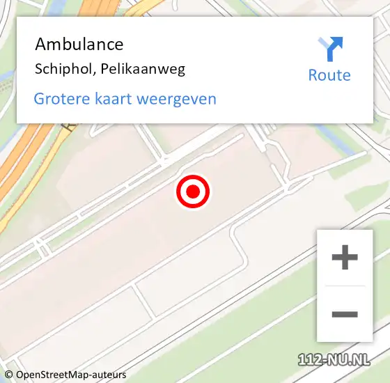 Locatie op kaart van de 112 melding: Ambulance Schiphol, Pelikaanweg op 9 november 2024 18:14