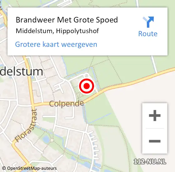 Locatie op kaart van de 112 melding: Brandweer Met Grote Spoed Naar Middelstum, Hippolytushof op 9 november 2024 18:32