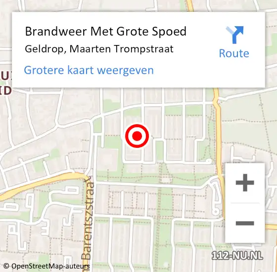 Locatie op kaart van de 112 melding: Brandweer Met Grote Spoed Naar Geldrop, Maarten Trompstraat op 9 november 2024 18:47