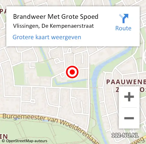 Locatie op kaart van de 112 melding: Brandweer Met Grote Spoed Naar Vlissingen, De Kempenaerstraat op 9 november 2024 18:47