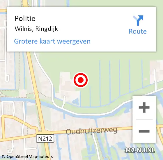 Locatie op kaart van de 112 melding: Politie Wilnis, Ringdijk op 9 november 2024 18:57