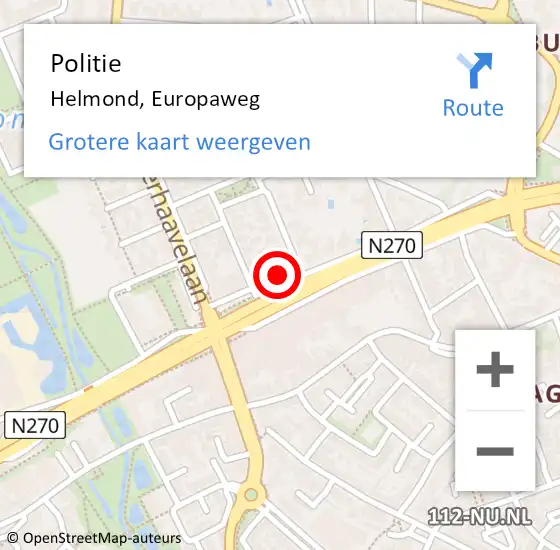 Locatie op kaart van de 112 melding: Politie Helmond, Europaweg op 9 november 2024 19:04