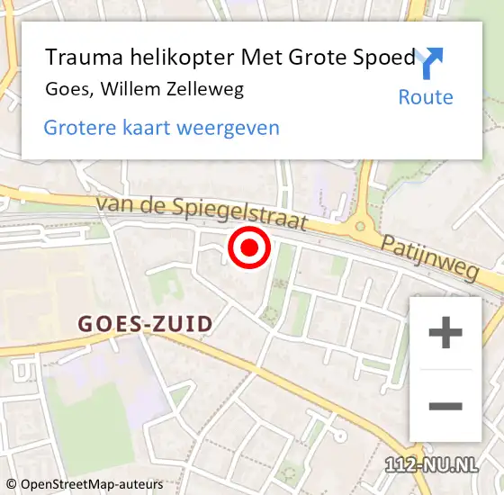 Locatie op kaart van de 112 melding: Trauma helikopter Met Grote Spoed Naar Goes, Willem Zelleweg op 9 november 2024 19:05