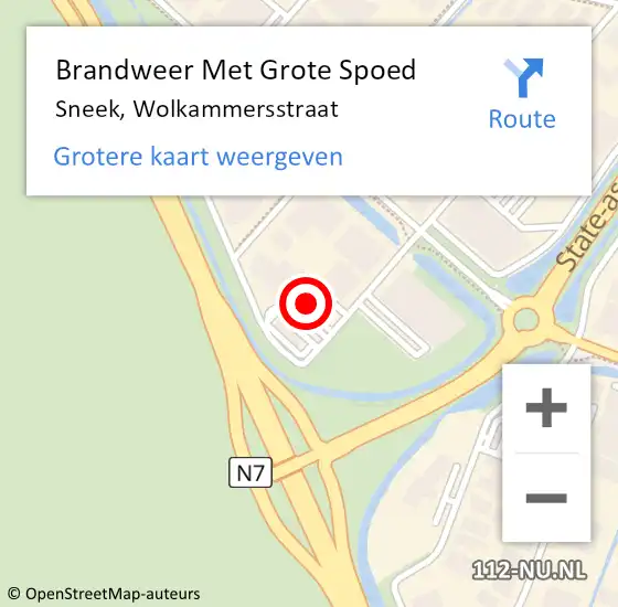 Locatie op kaart van de 112 melding: Brandweer Met Grote Spoed Naar Sneek, Wolkammersstraat op 9 november 2024 19:36