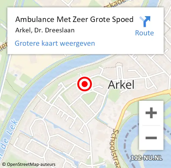 Locatie op kaart van de 112 melding: Ambulance Met Zeer Grote Spoed Naar Arkel, Dr. Dreeslaan op 9 november 2024 19:38