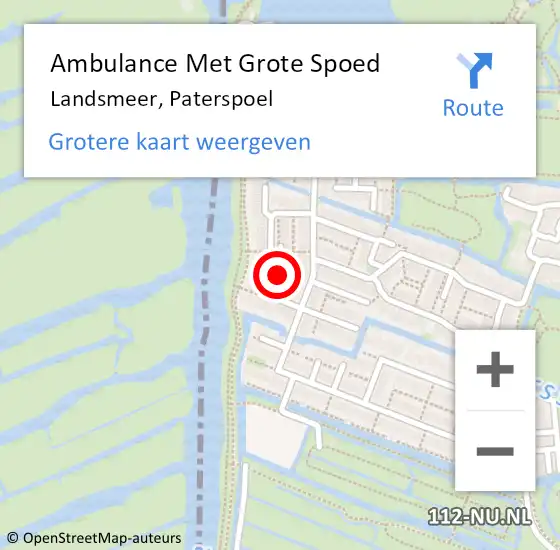 Locatie op kaart van de 112 melding: Ambulance Met Grote Spoed Naar Landsmeer, Paterspoel op 9 november 2024 19:40