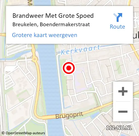 Locatie op kaart van de 112 melding: Brandweer Met Grote Spoed Naar Breukelen, Boendermakerstraat op 26 oktober 2014 12:10