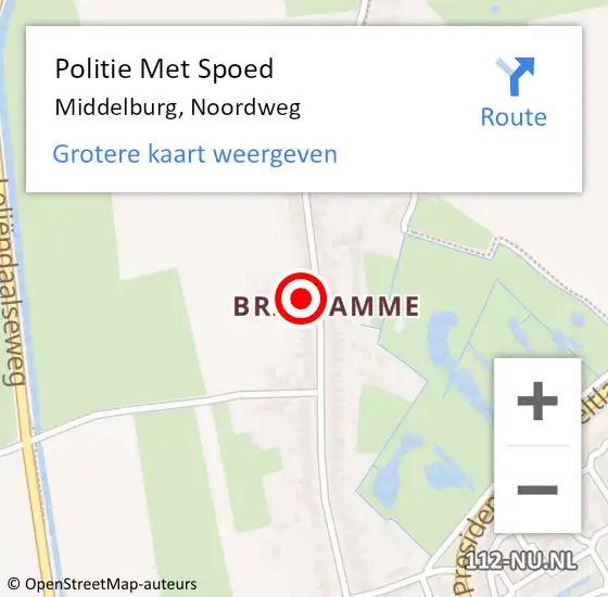 Locatie op kaart van de 112 melding: Politie Met Spoed Naar Middelburg, Noordweg op 9 november 2024 19:52