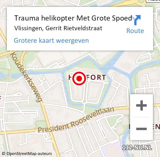 Locatie op kaart van de 112 melding: Trauma helikopter Met Grote Spoed Naar Vlissingen, Gerrit Rietveldstraat op 9 november 2024 20:01