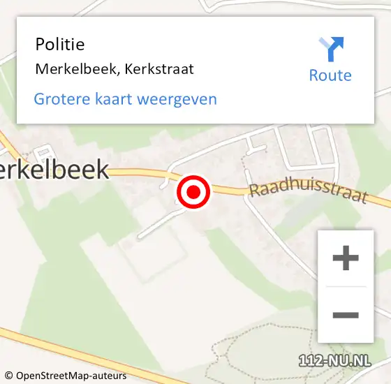 Locatie op kaart van de 112 melding: Politie Merkelbeek, Kerkstraat op 9 november 2024 20:38