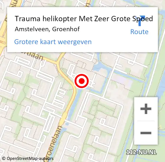 Locatie op kaart van de 112 melding: Trauma helikopter Met Zeer Grote Spoed Naar Amstelveen, Groenhof op 9 november 2024 20:52