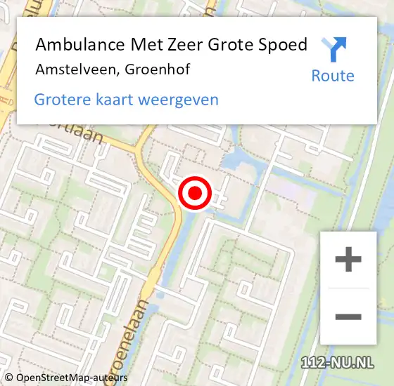 Locatie op kaart van de 112 melding: Ambulance Met Zeer Grote Spoed Naar Amstelveen, Groenhof op 9 november 2024 20:53