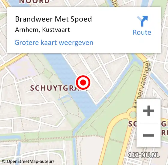 Locatie op kaart van de 112 melding: Brandweer Met Spoed Naar Arnhem, Kustvaart op 9 november 2024 21:24