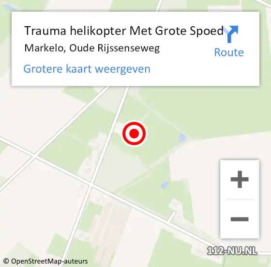 Locatie op kaart van de 112 melding: Trauma helikopter Met Grote Spoed Naar Markelo, Oude Rijssenseweg op 9 november 2024 22:31