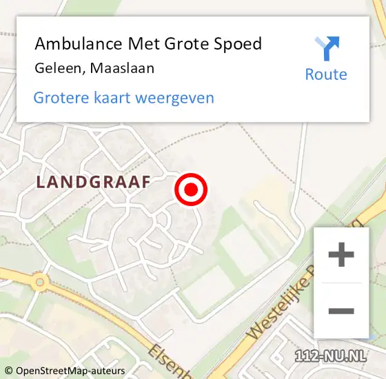 Locatie op kaart van de 112 melding: Ambulance Met Grote Spoed Naar Geleen, Maaslaan op 26 oktober 2014 12:27