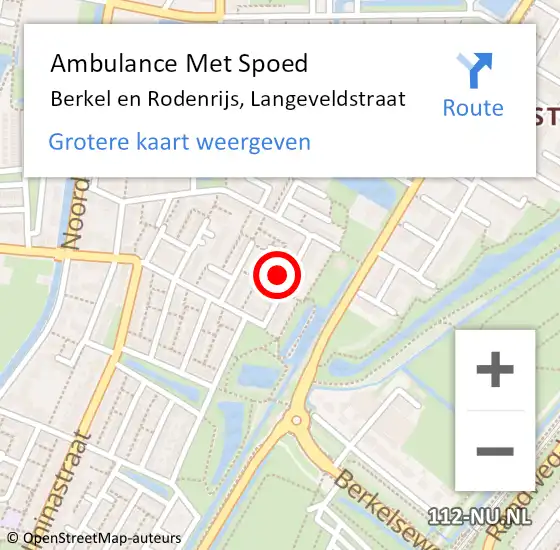 Locatie op kaart van de 112 melding: Ambulance Met Spoed Naar Berkel en Rodenrijs, Langeveldstraat op 9 november 2024 23:02