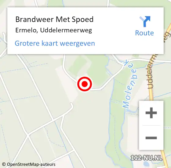 Locatie op kaart van de 112 melding: Brandweer Met Spoed Naar Ermelo, Uddelermeerweg op 9 november 2024 23:36