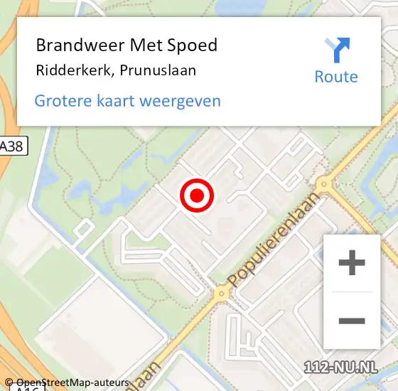 Locatie op kaart van de 112 melding: Brandweer Met Spoed Naar Ridderkerk, Prunuslaan op 9 november 2024 23:41