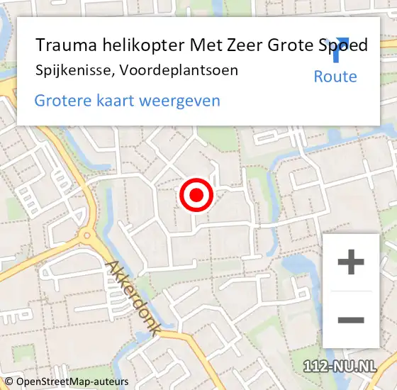 Locatie op kaart van de 112 melding: Trauma helikopter Met Zeer Grote Spoed Naar Spijkenisse, Voordeplantsoen op 9 november 2024 23:43