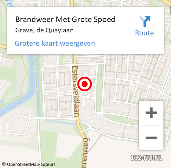 Locatie op kaart van de 112 melding: Brandweer Met Grote Spoed Naar Grave, de Quaylaan op 9 november 2024 23:43