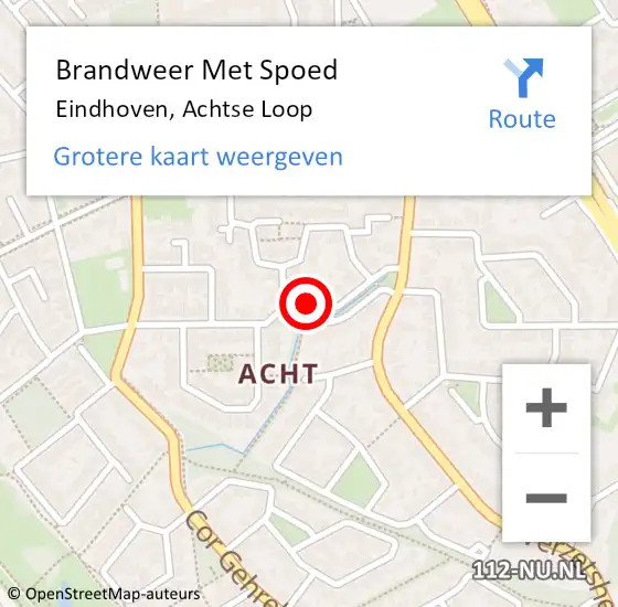 Locatie op kaart van de 112 melding: Brandweer Met Spoed Naar Eindhoven, Achtse Loop op 9 november 2024 23:58