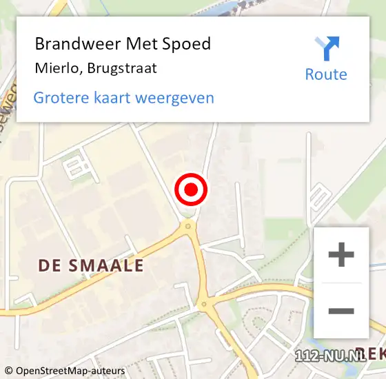 Locatie op kaart van de 112 melding: Brandweer Met Spoed Naar Mierlo, Brugstraat op 10 november 2024 00:16