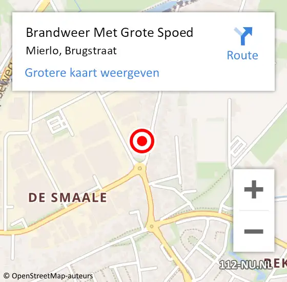 Locatie op kaart van de 112 melding: Brandweer Met Grote Spoed Naar Mierlo, Brugstraat op 10 november 2024 00:19