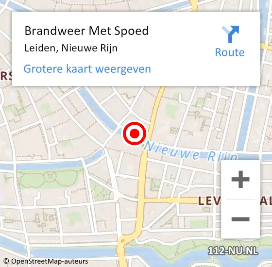 Locatie op kaart van de 112 melding: Brandweer Met Spoed Naar Leiden, Nieuwe Rijn op 10 november 2024 00:30