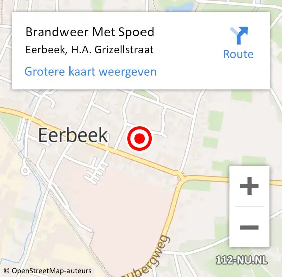 Locatie op kaart van de 112 melding: Brandweer Met Spoed Naar Eerbeek, H.A. Grizellstraat op 10 november 2024 00:37