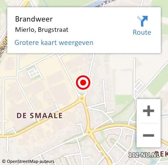 Locatie op kaart van de 112 melding: Brandweer Mierlo, Brugstraat op 10 november 2024 00:45