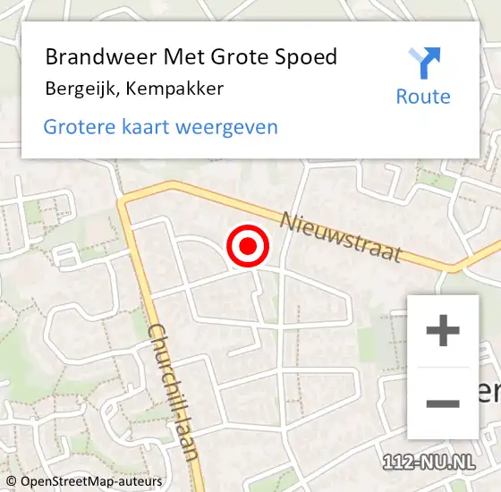 Locatie op kaart van de 112 melding: Brandweer Met Grote Spoed Naar Bergeijk, Kempakker op 10 november 2024 01:30