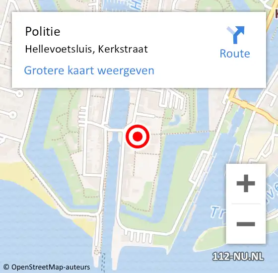 Locatie op kaart van de 112 melding: Politie Hellevoetsluis, Kerkstraat op 10 november 2024 01:34